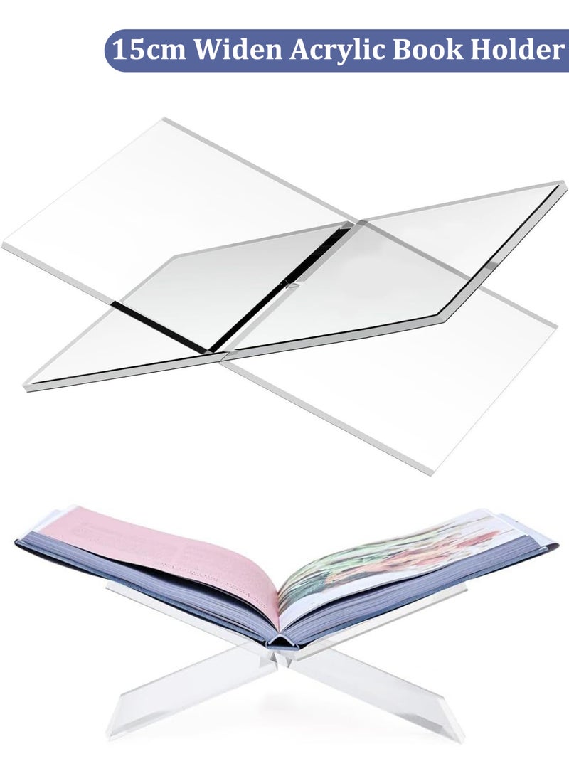 ثمانية فيبيهاوس حامل كتب أكريليك، 28 × 15 × 13 سم حامل القرآن، طاولة قهوة حامل عرض مفتوح للكتب للمجلات، كتب الطبخ، كتب الفن، الكتب المدرسية، ديكور المنزل والطاولة - Image 1