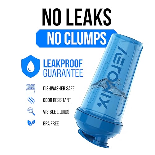 VELOMIX -2 Pack- 28 oz Protein Shaker Bottles for Protein Mixes - 2x Wire Whisk | Leak Proof Shaker Cups for Protein Shakes and Pre Workout | Protein Shaker Bottle Pack (B5) Blue/Transparent - Image 3