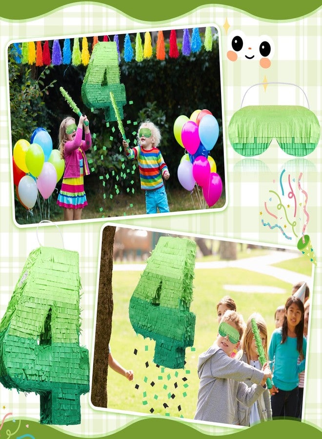 WinnerWhy Number Piñata Decorations 16 Inch Gradient Green Piñata with Blindfold Stick and Confetti for Birthday Baby Shower Safari Jungle Themed Party Supplies Centerpiece - Image 3