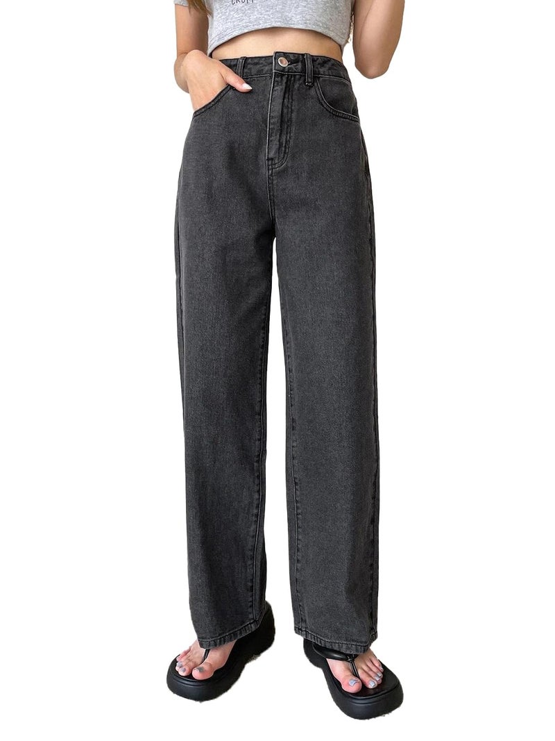 KOTTY Women's High Rise Solid Regular Jeans Dark Grey - Image 1