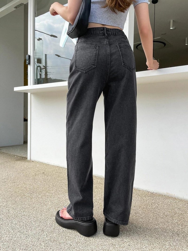 KOTTY Women's High Rise Solid Regular Jeans Dark Grey - Image 4