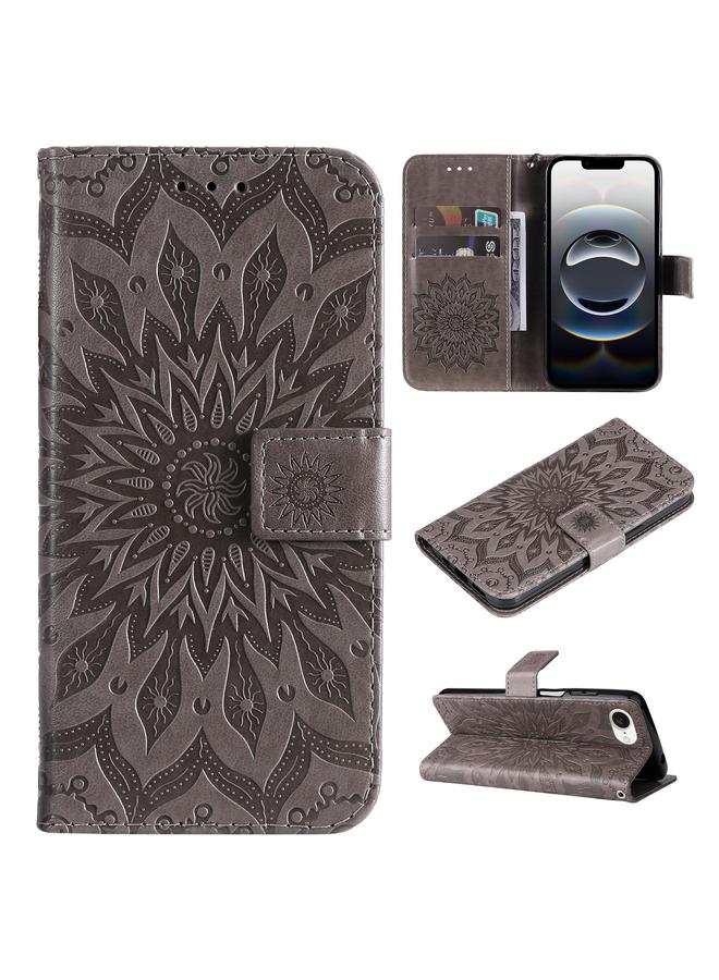 اس-توب جراب هاتف iPhone 16e من الجلد المنقوش بنقشة عباد الشمس - Image 1