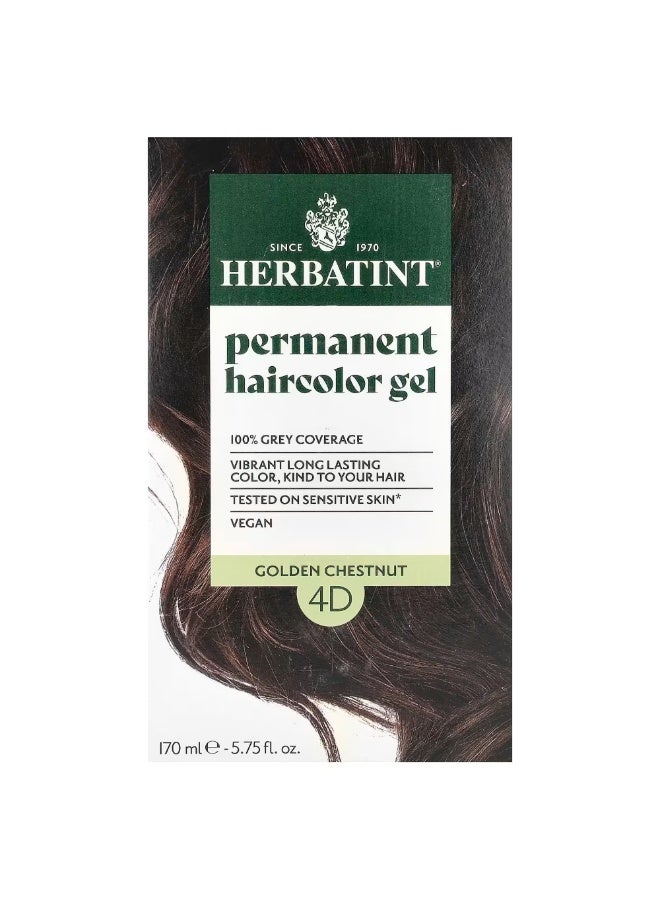 Herbatint Permanent Herbal Hair Color Gel, 4D Golden Chestnut, 170 ml - Image 1
