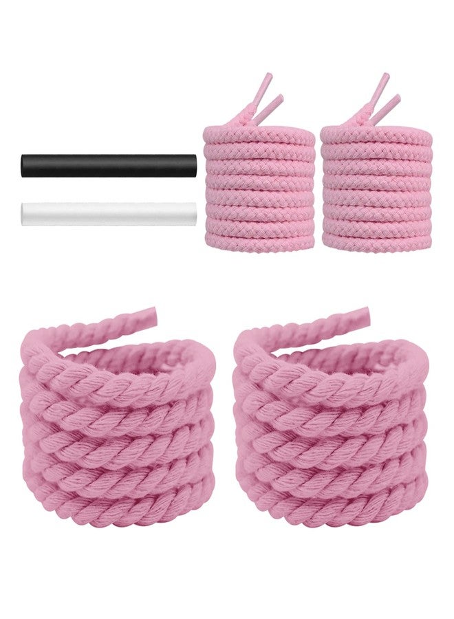 NDTEZUGT Thick Rope Shoe Laces Strings for Air Force 1, 10mm Round Cotton Chunky Shoelaces Replacement Laces for Sneakers, Pink, 47''/120cm - Image 2