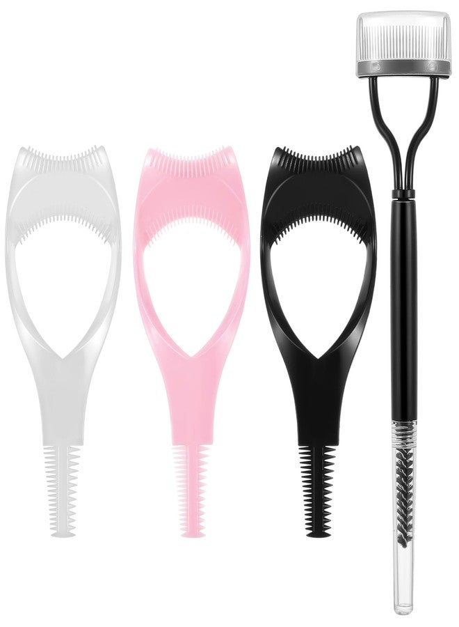 Oruola 4pcs Mascara Shield and Eye Lash Separator Tool,3 in 1 Reusable Plastic Mascara Guard Applicator Guard with 2 in 1 Eyelash Comb Separator for Eyelashes Mascara Application,Make Natural Eyelook - Image 1