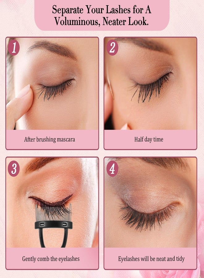 Oruola 4pcs Mascara Shield and Eye Lash Separator Tool,3 in 1 Reusable Plastic Mascara Guard Applicator Guard with 2 in 1 Eyelash Comb Separator for Eyelashes Mascara Application,Make Natural Eyelook - Image 3