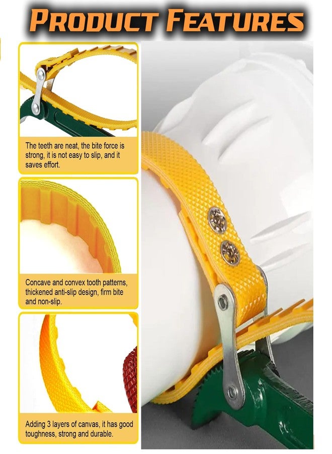 Digital Craft 9" Adjustable Belt Type Oil Filter Wrench – Engine Box Spanner Tool for Oil & Fuel Filters, Yellow Strap Design 225mm with Hand Gloves | Single Sided Spanner Key Tool - Image 2