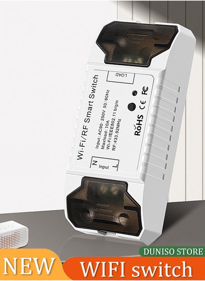 DUNISO Intelligent WiFi light switch, RF switch universal circuit breaker timer remote control, PC flame retardant shell, can display real time wireless remote control switch voice control, used in conjunction with graffiti APP, 10A 2400W  - Image 1