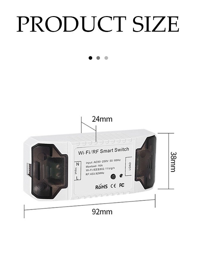 DUNISO Intelligent WiFi light switch, RF switch universal circuit breaker timer remote control, PC flame retardant shell, can display real time wireless remote control switch voice control, used in conjunction with graffiti APP, 10A 2400W  - Image 2