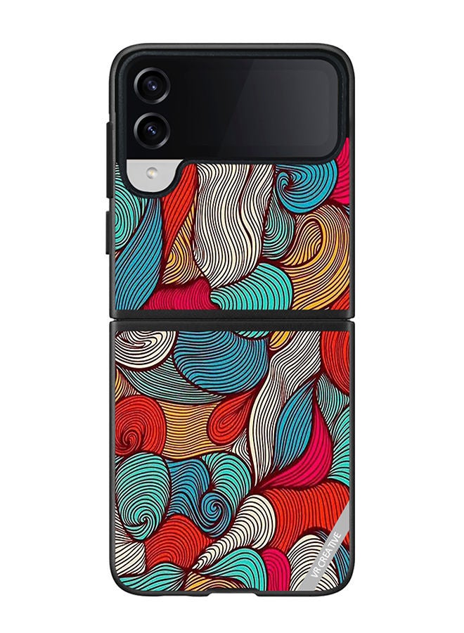 VR CREATIVE Protective Case Cover For Samsung Galaxy Z Flip4 Flower Design Multicolour - Image 1