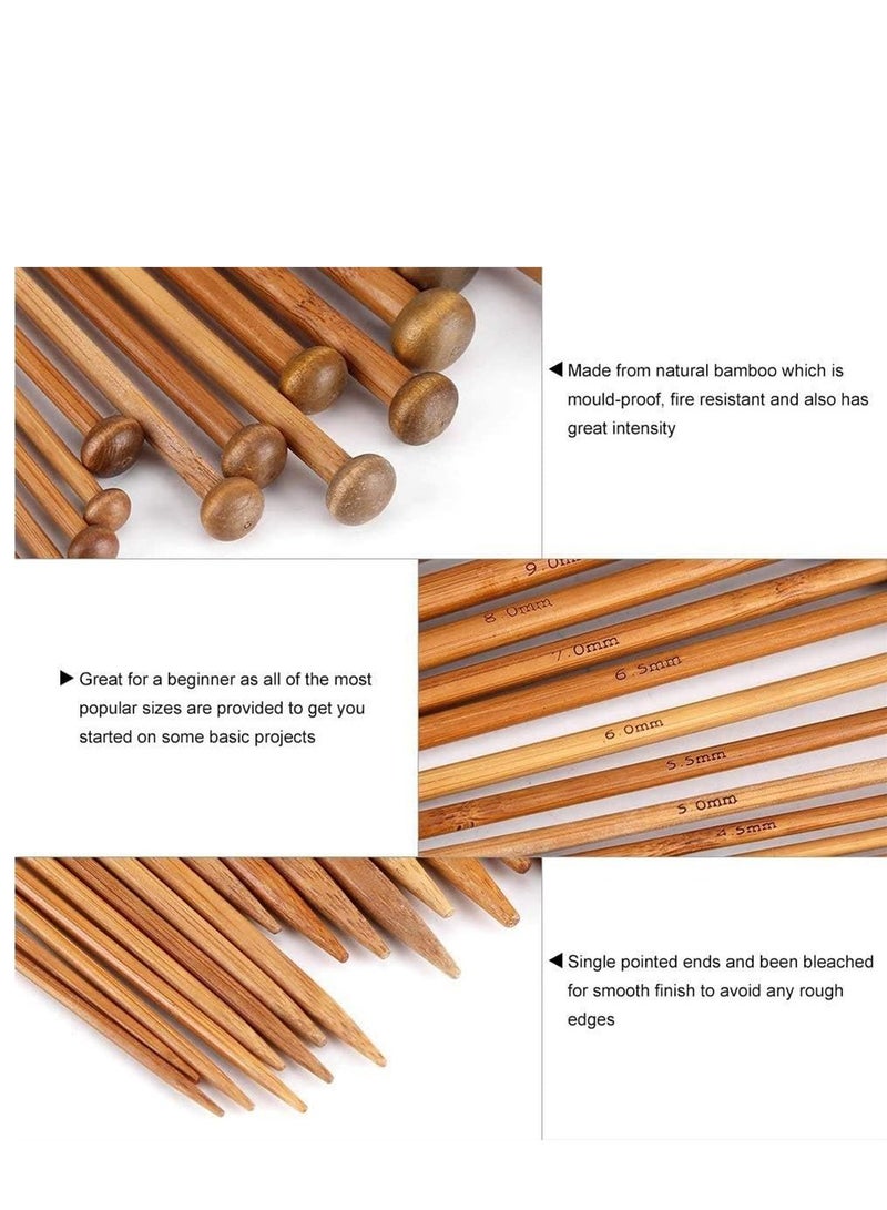 Generic 36-Piece Bamboo Knitting Needles Set for Beginners Straight Wooden Knitting Needles Wood Knitting Needles for Sweaters, Socks, Gloves  - Image 4