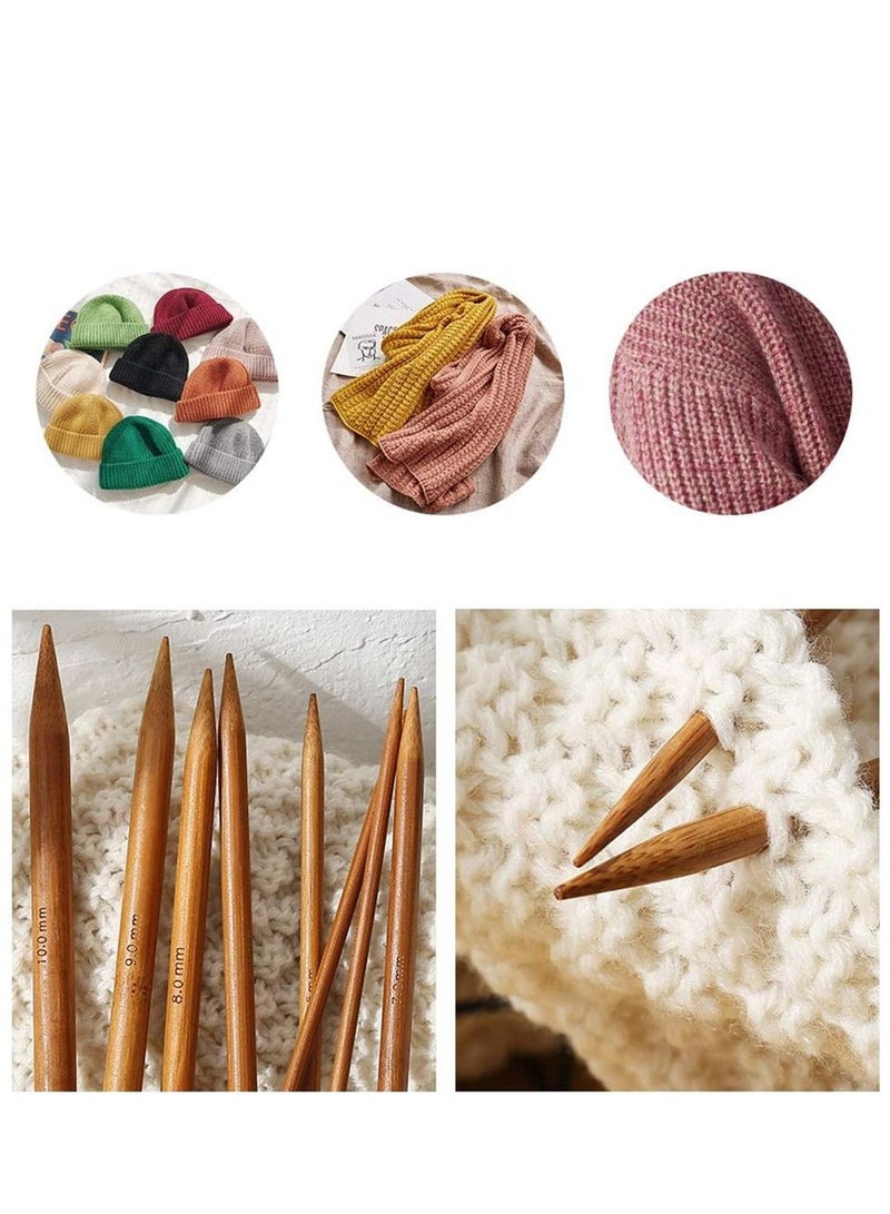 Generic 36-Piece Bamboo Knitting Needles Set for Beginners Straight Wooden Knitting Needles Wood Knitting Needles for Sweaters, Socks, Gloves  - Image 2