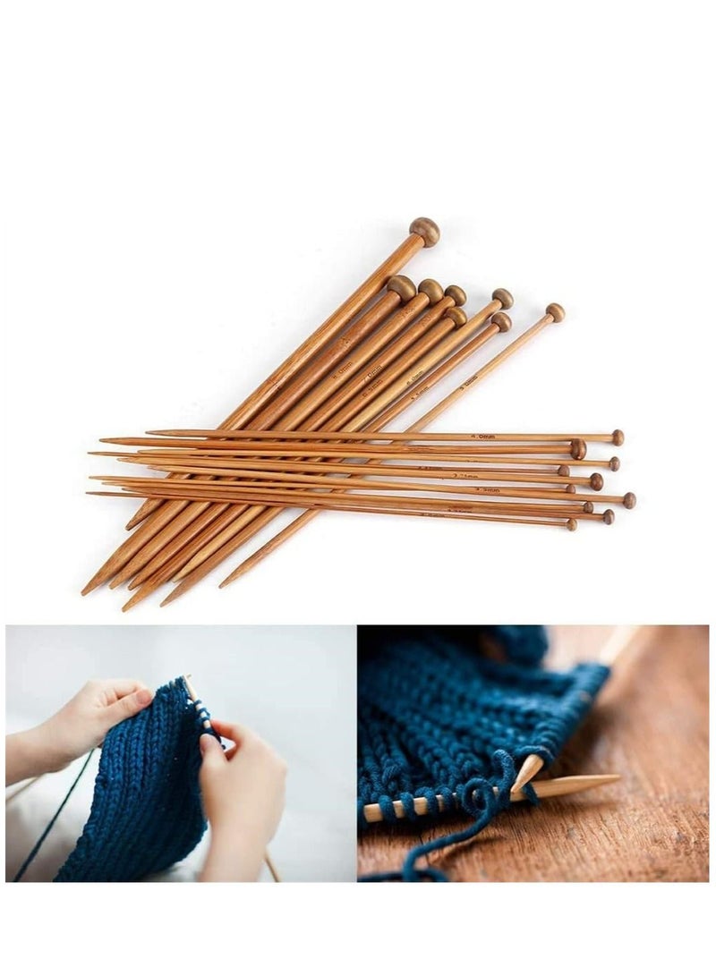 Generic 36-Piece Bamboo Knitting Needles Set for Beginners Straight Wooden Knitting Needles Wood Knitting Needles for Sweaters, Socks, Gloves  - Image 5
