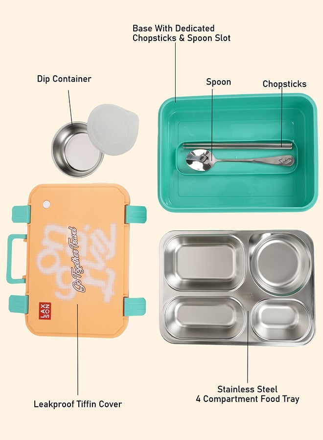Little Surprise Box, Orange Travel theme Stainless Steel Tiffin/Lunch Box for Kids and Adults - Image 5
