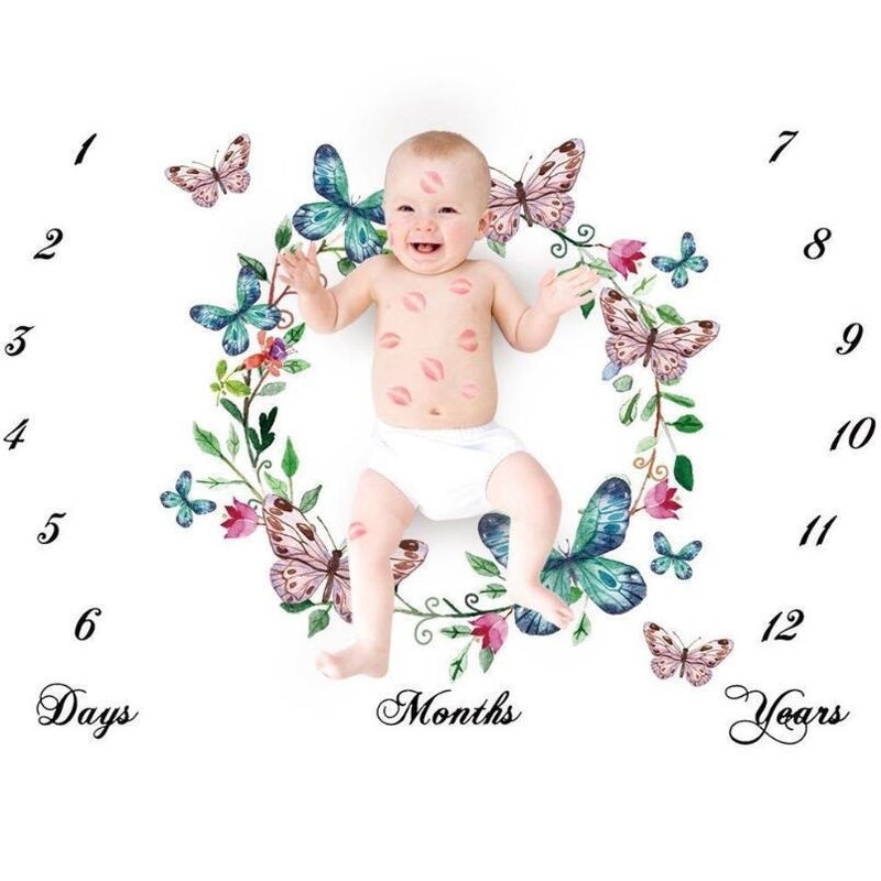 Baby Pography Background Cloth Newborn Milestone Month Po Props Baby Milestone Po Blanket - Image 2