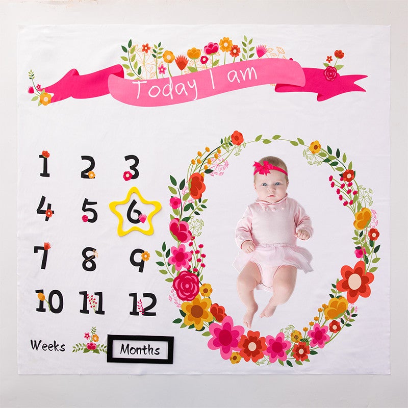Baby Pography Background Cloth Newborn Milestone Month Po Props Baby Milestone Po Blanket - Image 3