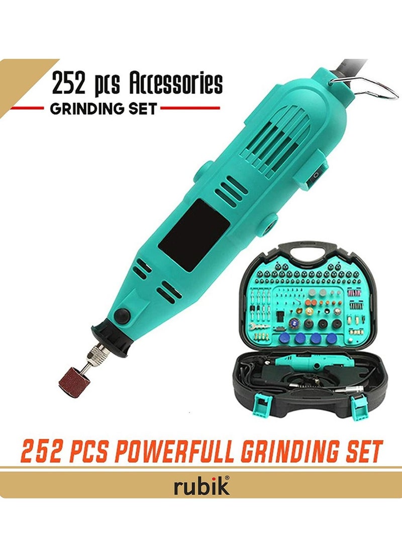 Rubik Rotary Tool Kit With MultiPro Keyless Chuck and Flex Shaft - 252pcs Accessories Variable Speed 130W Electric Drill Set For Grinding Engraving Crafting Projects & DIY Creations - Image 4