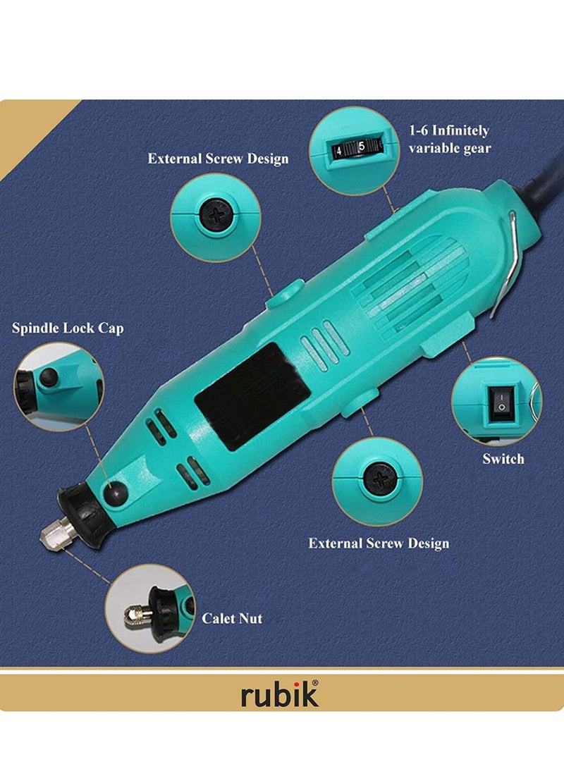 Rubik Rotary Tool Kit With MultiPro Keyless Chuck and Flex Shaft - 252pcs Accessories Variable Speed 130W Electric Drill Set For Grinding Engraving Crafting Projects & DIY Creations - Image 2