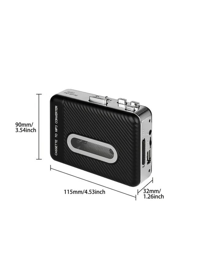 مشغل كاسيت أسود صغير محمول عاكس تلقائي ستيريو محول صوتي من USB إلى MP3 رقمي - Image 3