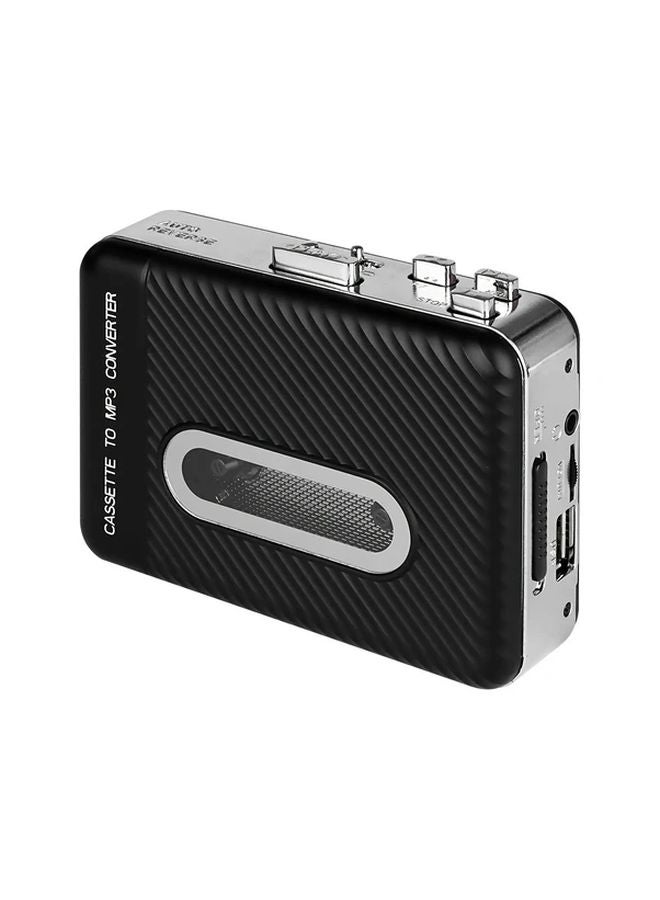 مشغل كاسيت أسود صغير محمول عاكس تلقائي ستيريو محول صوتي من USB إلى MP3 رقمي - Image 1
