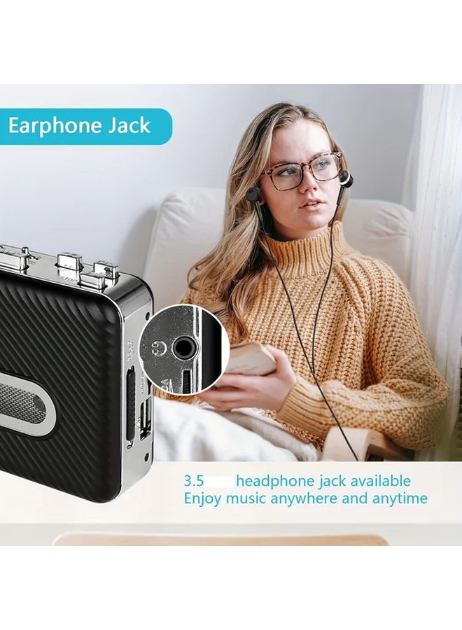 مشغل كاسيت أسود صغير محمول عاكس تلقائي ستيريو محول صوتي من USB إلى MP3 رقمي - Image 5