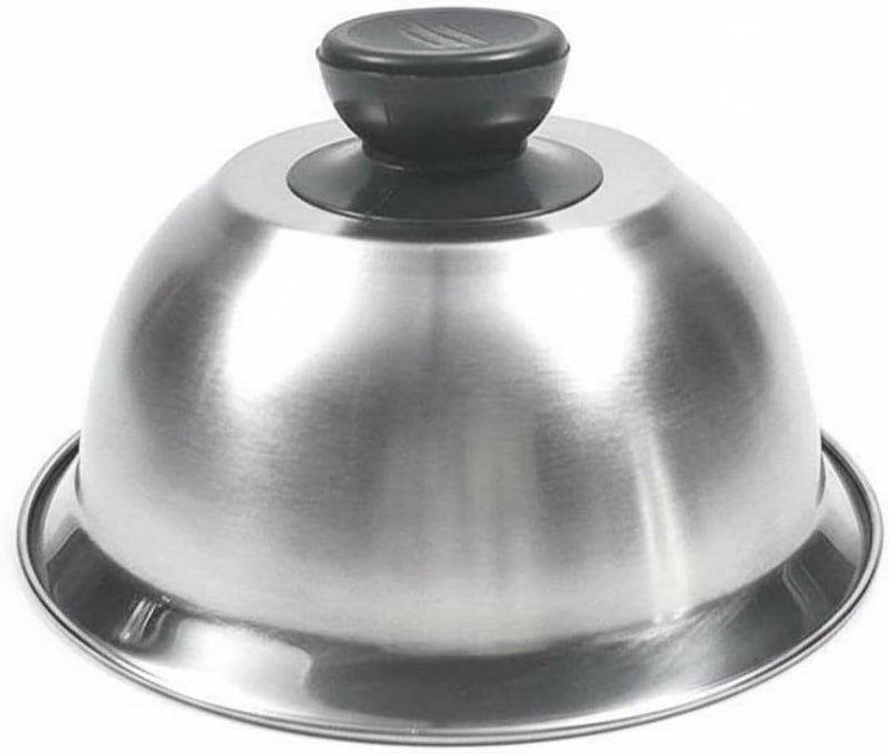 Cheese Melting Dome Versatile Stainless Steel Food Dome Heat Resistant Handle Pot Lid for Kitchen, 24CM, Plastic Handle - Image 1
