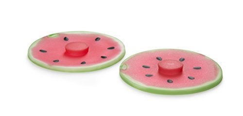 Charles Viancin - Set of 2 Watermelon 4” Silicone Drink Covers - Airtight Seal on Any Smooth-Rimmed Glass, Keep Drinks Cool or Hot - BPA-Free - Oven, Freezer, Dishwasher Safe - Image 1