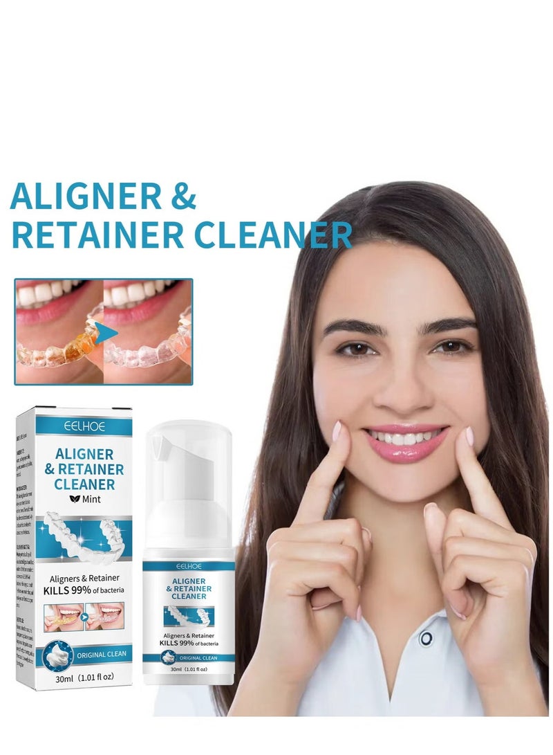 EELHOE Retainer Cleaner, Retainer Whitening Foam, Retainer Stain Removal Foam, Stain Removal Aligner, Retainer Cleaner, Teeth Whitening Foam, Mouth Guard Cleaner, Retainer Cleaning Foam for Oral Care 30ml - Image 5