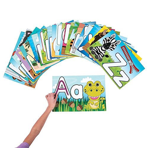 Fun Express Educational Toys Alphabet Learning Pocket Chart Mats 26 Piece ABC Flash Cards Set for Kids Ages 35 Preschool Kindergarten Learning Activities for Homeschool Daycare Classroom - Image 1