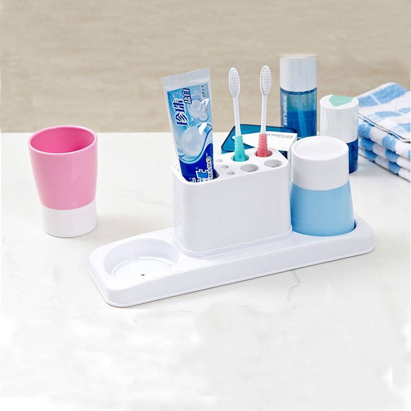 Eslite Bathroom Toothbrush Toothpaste Stand Organizer Plastic Storage Rack Set - Image 5