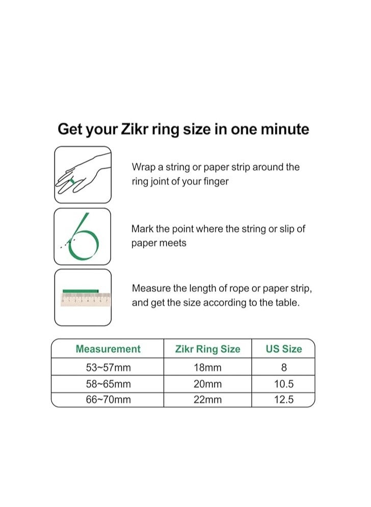 iQIBLA Smart Tasbih Tally Counter for Muslims Zikr Ring Digital Tasbeeh 5 Prayer Time Vibration Reminder Waterproof 18mm SILVER - Image 3