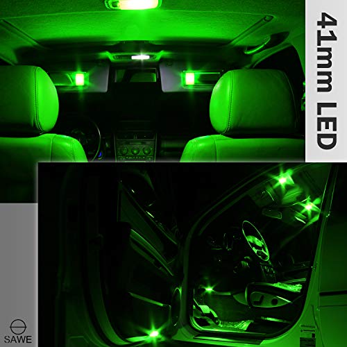 SAWE - 1.72" 42mm 41mm 6-SMD 5050 Festoon LED Bulbs For Dome Map Light 211-2 578 (4 pieces) (Green) - Image 5