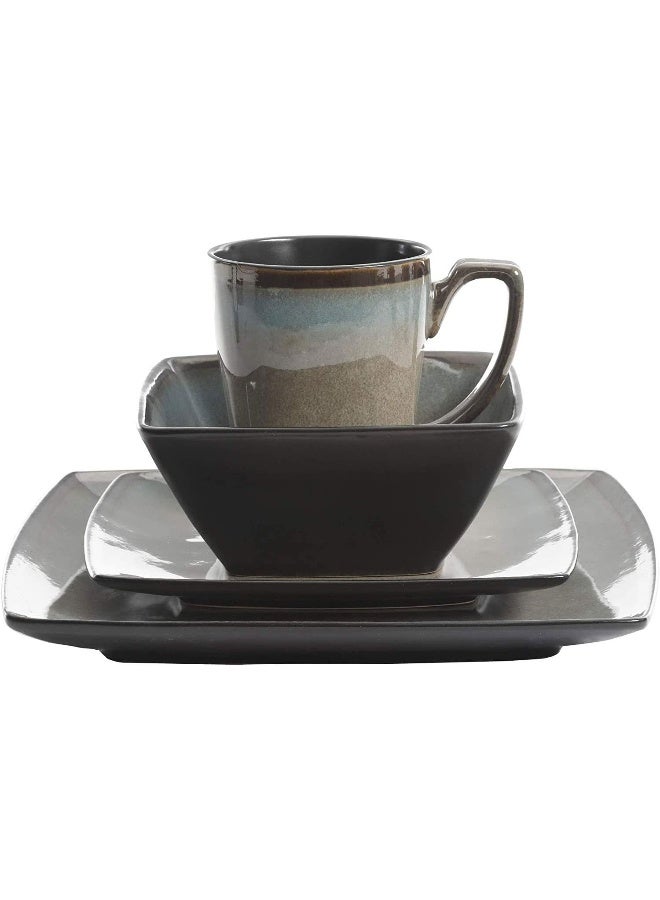 Gibson Elite Gibson 10185916RM Elite Tequesta 16 Piece Square Glazed Durable Dinnerware Set with Plates Bowls Mugs Microwave Dishwasher Ready Taupe 3 Pack - Image 3