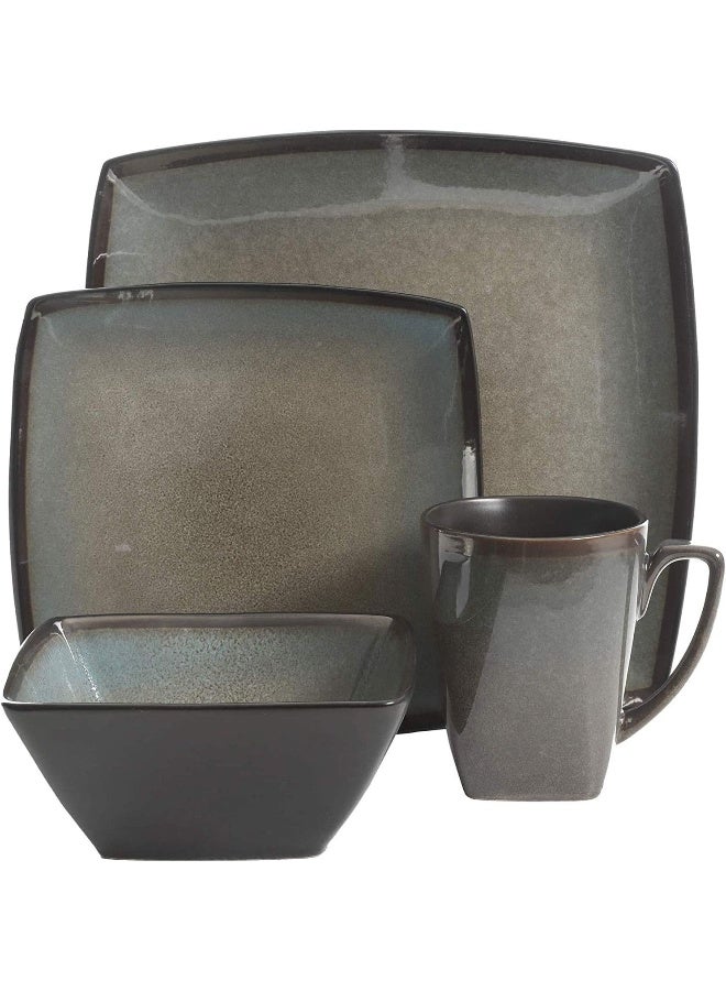 Gibson Elite Gibson 10185916RM Elite Tequesta 16 Piece Square Glazed Durable Dinnerware Set with Plates Bowls Mugs Microwave Dishwasher Ready Taupe 3 Pack - Image 4