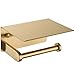 APLusee Toilet Paper Holder with Phone Shelf Brushed Gold,  SUS 304 Stainless Steel Contemporary Tissue Roll Organizer - Image 2