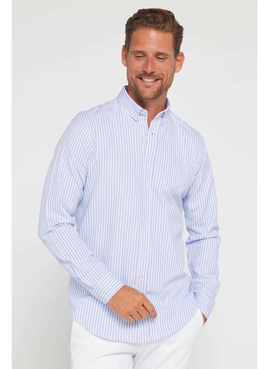 Tudors Slim Fit Long Sleeve Striped Collar Buttoned Men's Shirt