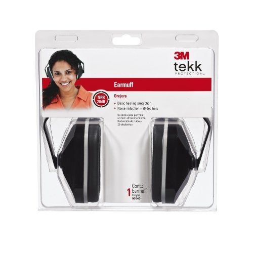 3M Safety TEKK Protection Basic Earmuff, Noise Reduction Rating (NRR) 20 dB, Fully Adjustable Ear Muffs, Soft Foam Ear Cushions Offer All Day Comfort, Black, One Size Fits Most (90540) - Image 2