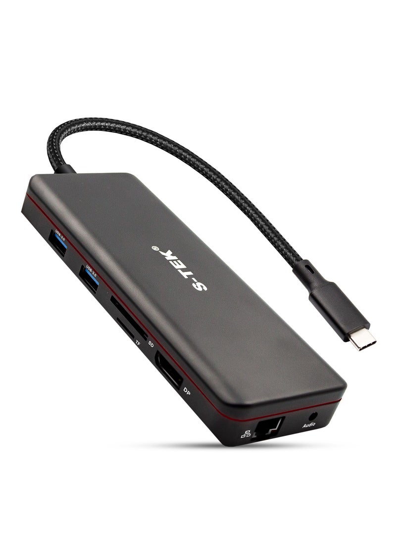 S-TEK - S-TEK 12 in 1 USB C Docking Station with Dual HDMI Ports 4K 30Hz, DisplayPort 4K 30Hz, Multiport Adaptor with 2 x USB 3.0, 2 x USB 2.0, PD 100W Charging, Ethernet 1000 Mbps, SD Card, TF Card, Aux - Image 1