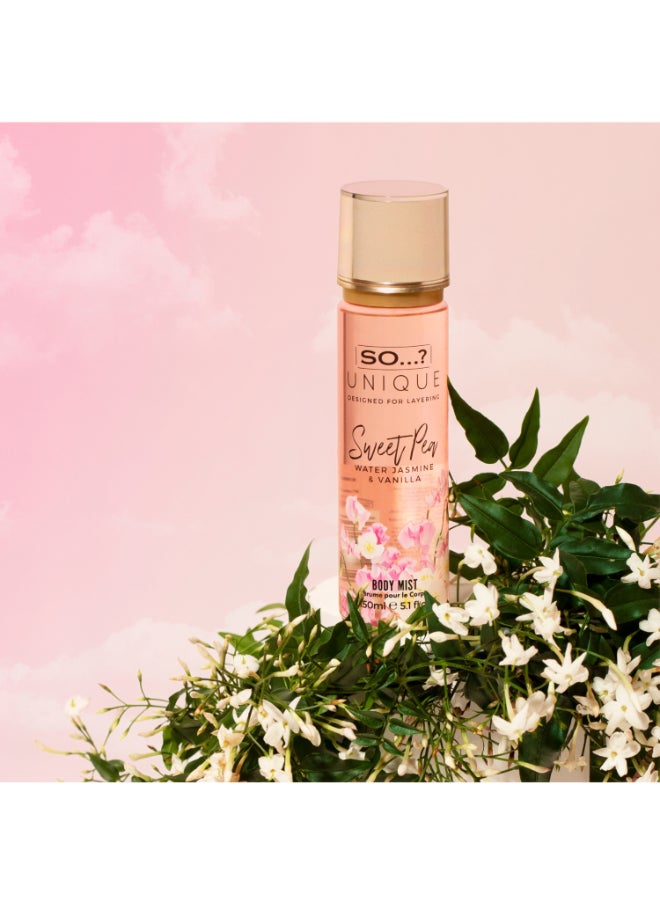 So..? - Unique Women's Vegan Sweet Pea Body Mist | 150ml | Delightfully Floral & Sweet | Long-Lasting, Cruelty-Free Women's Fragrance Spray | Refreshing Scent For Daily Wear - Image 1