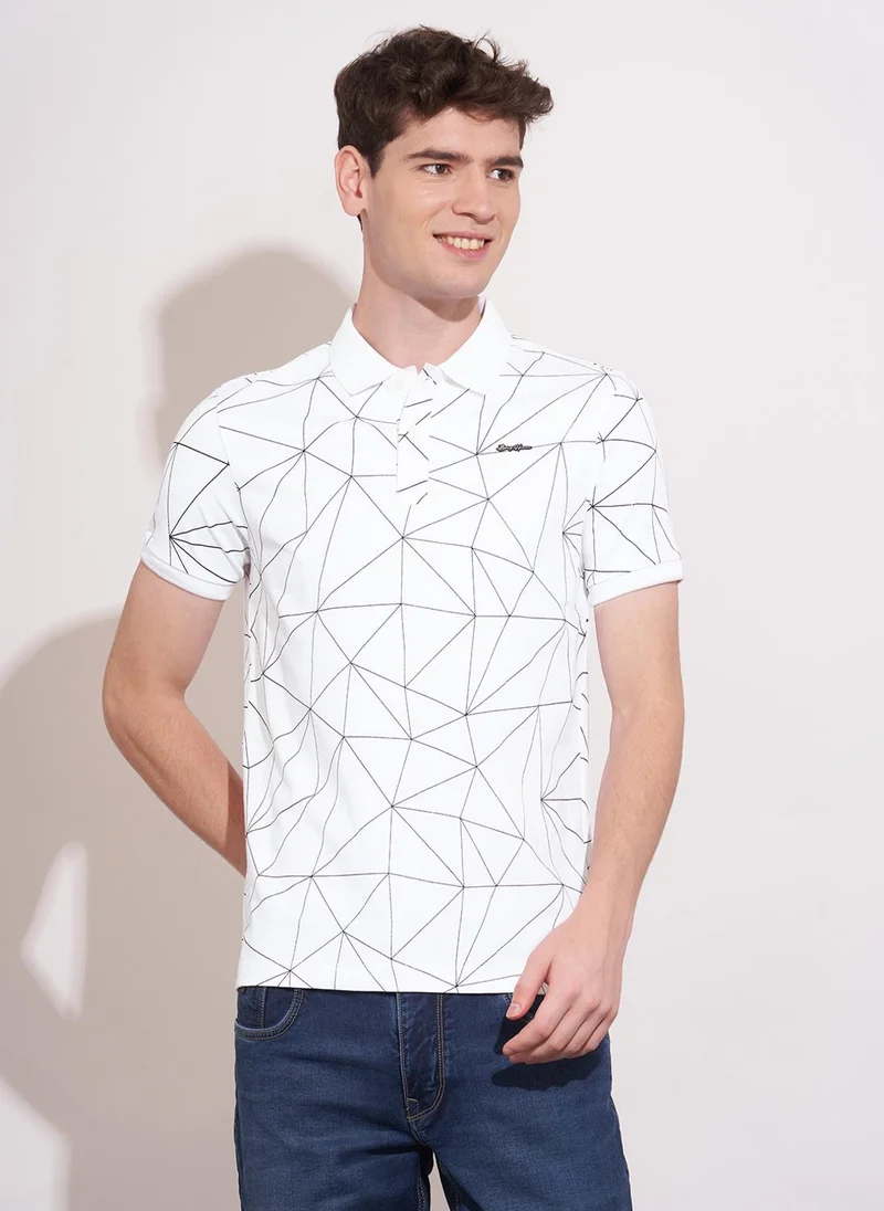 Being Human Men Geometric Printed Polo Collar T-shirt