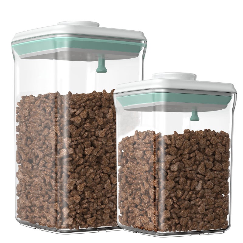 FAFAFLYER Dog-Cat POP Treat-Airtight jar-Container - 1.3 Qt/1.2 L and 2.2 Qt/2 L (2PC) | Stackable One-Touch Opening | For Snacks Candy Salt Herbs Spices | BPA-Free - Image 1