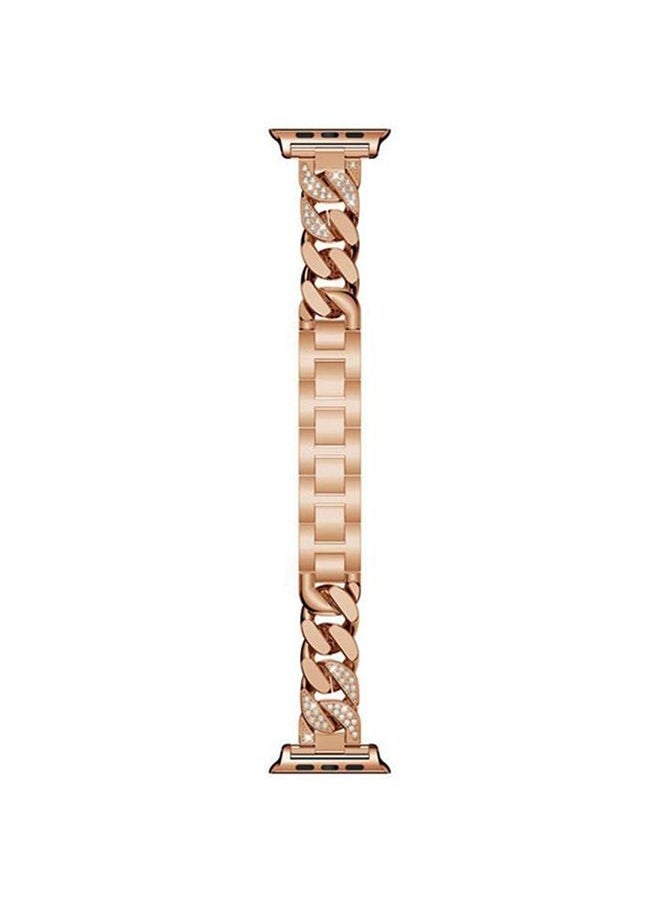 NIBEMINENT - Replacement Band For Apple Watch Series 1/2/3/4 44mm Rose Gold/White - Image 1