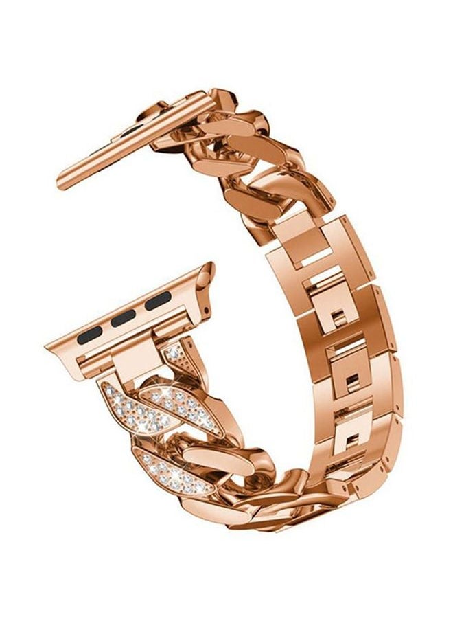 NIBEMINENT - Replacement Band For Apple Watch Series 1/2/3/4 44mm Rose Gold/White - Image 1