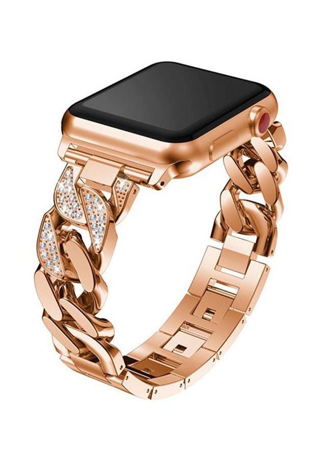 NIBEMINENT - Replacement Band For Apple Watch Series 1/2/3/4 44mm Rose Gold/White - Image 1