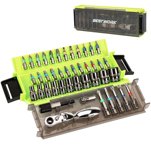 Bestwork 43-Piece 1/4 Inch Drive Mini/Small Tool Kit, Motorcycle Tool Kit with 72-Tooth Mini Ratchet Set & Metric Small Socket Set for Tight Space - Image 1