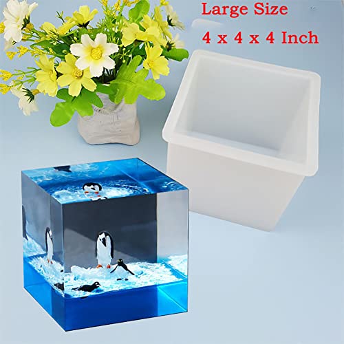 ModWgGuo 5 Pieces Cube Resin Mold (4", 2.6", 2", 1.4", 1") - Square Silicone Molds for Candle Soap Making, Jewelry Holder, Insect Specimen - 4 Inches - Image 4