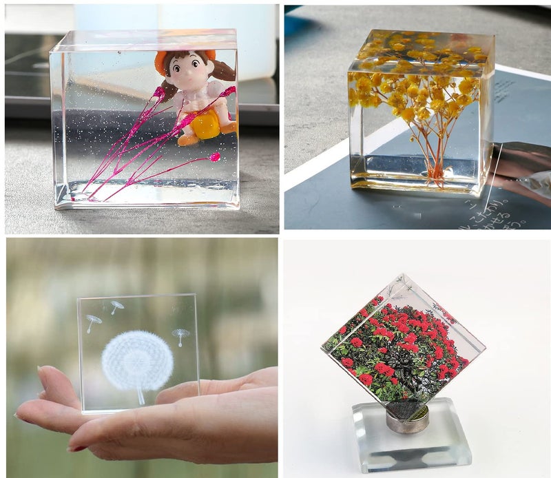 ModWgGuo 5 Pieces Cube Resin Mold (4", 2.6", 2", 1.4", 1") - Square Silicone Molds for Candle Soap Making, Jewelry Holder, Insect Specimen - 4 Inches - Image 5