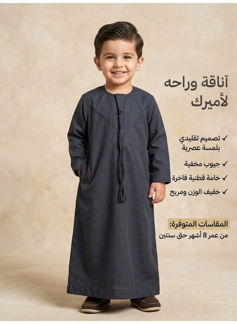 Children's nightgown, Omani and newborn thobe, seven-piece thobe, Emirati boy's thobe, children's nightgown, newborn nightgown, short-sleeved thobe, half-sleeved nightgown, sleep shirt, short-sleeved Saudi nightgown, loose-fitting nightgown, house shirt, newborn gifts, baby gifts, infant gifts, baby gifts, boy's gifts, children's clothes, gift for boys - Image 1