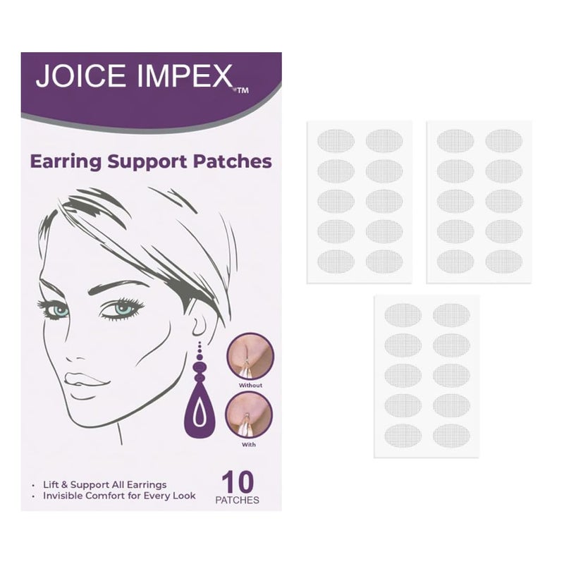 JOICE IMPEX Invisible Ear Lobe Support for Earrings Earlobe Tapes and Stickers Earring Supporter for Heavy Earrings Support Patches Girls & Women(ear lobe) (Pack of 10) - Image 1
