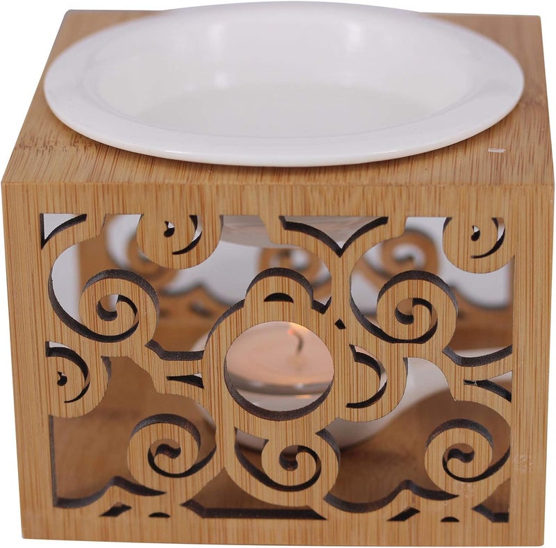 Singeek Ceramic Essential Oil Burner Diffuser,Hollowing Floral Tea Light Holder Aromatherapy Oil Warmer, Holiday Home Decoration Valentine (Auspicious Cloud) - Image 4